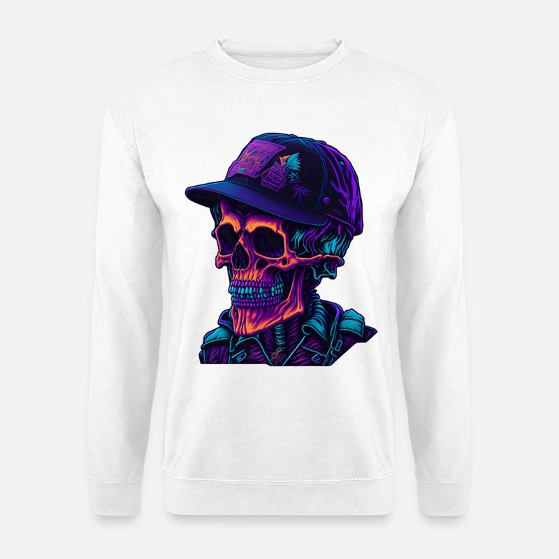Skelett mit Kappe - Unisex Pullover - Weiß