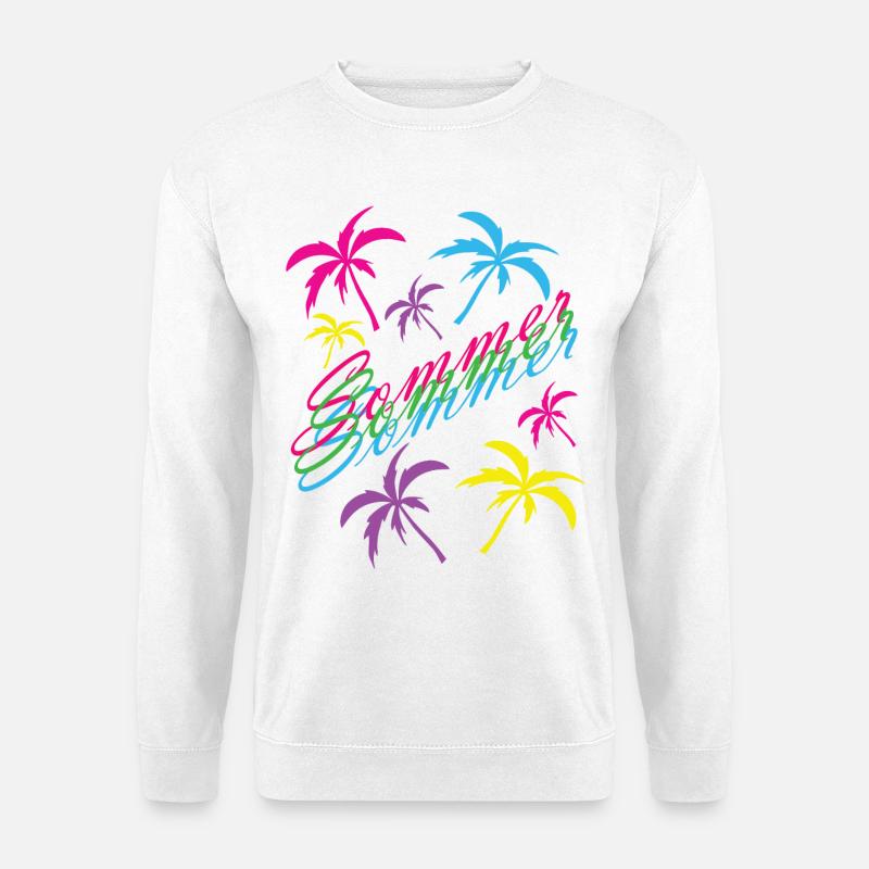 Neon Sommer Palmenfeeling - Unisex Pullover - Weiß