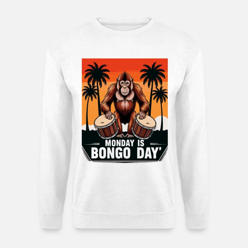 Monkey Bongo Drummer - Unisex Sweatshirt - white