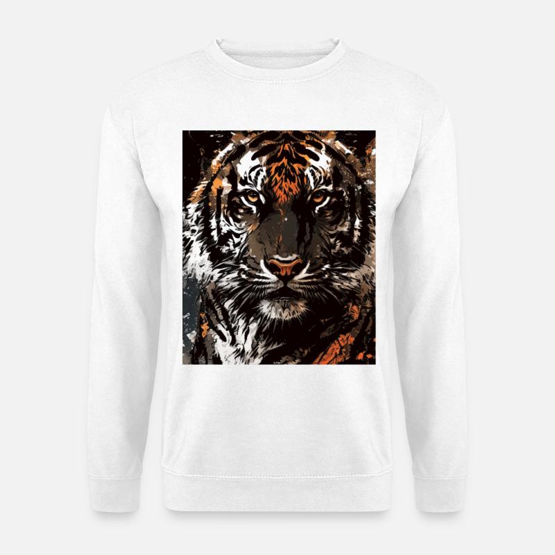 Tiger Prisma Feuerbild - Unisex Pullover - Weiß