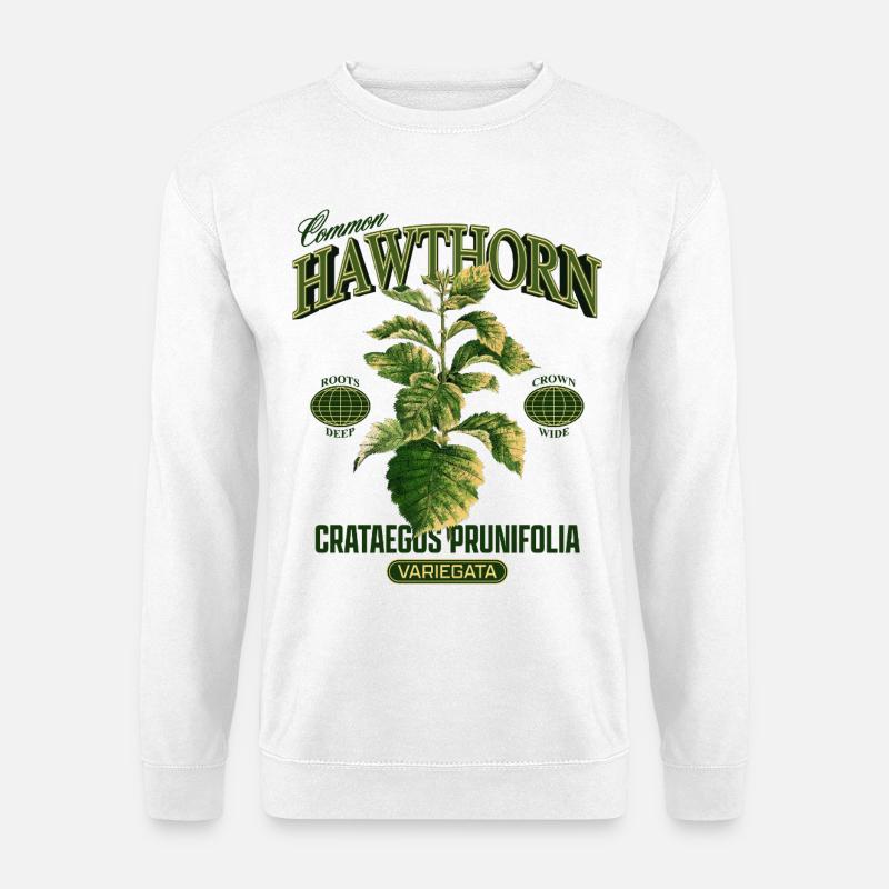 Common Hawthorn Botanical Art - Unisex Pullover - Weiß