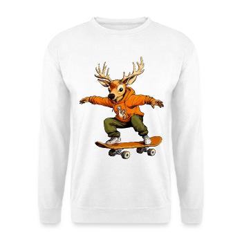 Planche à roulettes Cerf - Sweat-shirt Unisexe - blanc - Devant