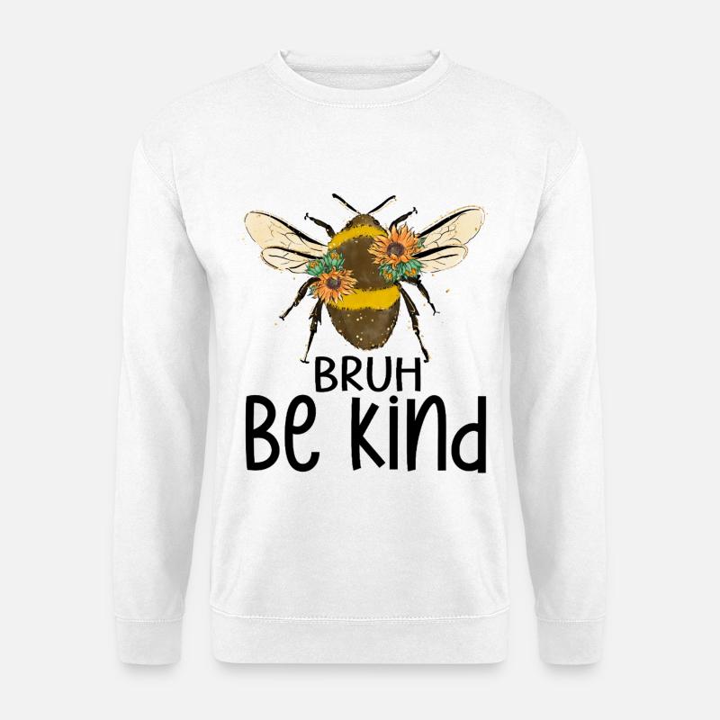 Biene mit Sonnenblumenkranz - Unisex Pullover - Weiß