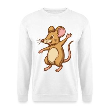 Cute mouse dancing jumps happy funny happy - Unisex Sweatshirt - white - Front