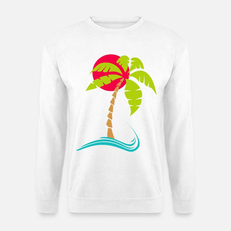 Palmen Sommer am Sonnenuntergang - Unisex Pullover - Weiß