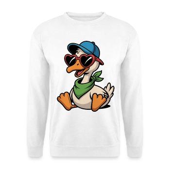 Canard joyeux avec des lunettes en forme de cœur - Sweat-shirt Unisexe - blanc - Devant