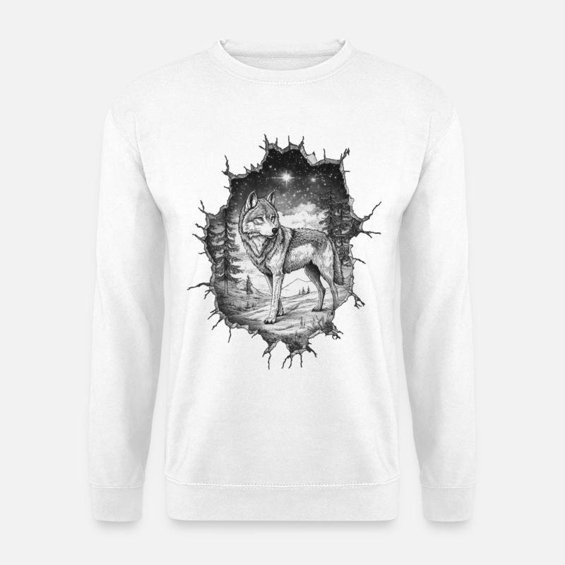 Wolf - Unisex Pullover - Weiß
