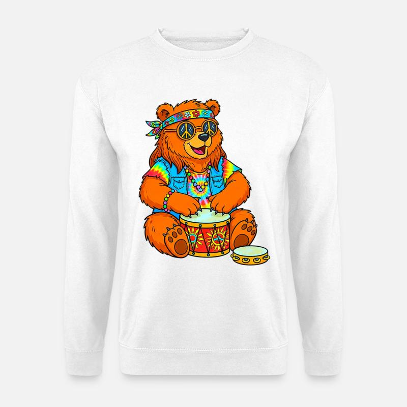 Hippie Bär - Unisex Pullover - Weiß