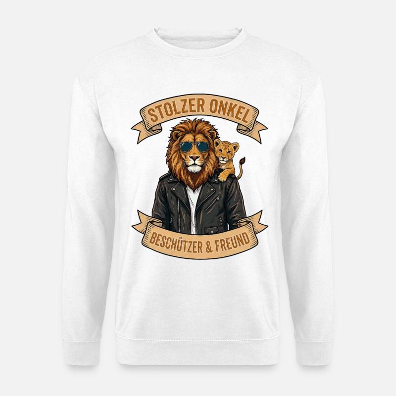 Löwenonkel: Beschützer & Freund - Unisex Pullover - Weiß