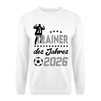 Bester Trainer Fußball Fußballspieler Verein Coach - Unisex Pullover - Weiß - Vorne - Alina (178cm) & Michal (187cm)