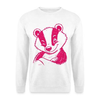 Dachs Augenzwinkern - Unisex Pullover - Weiß - Vorne - Alina (178cm) & Michal (187cm)