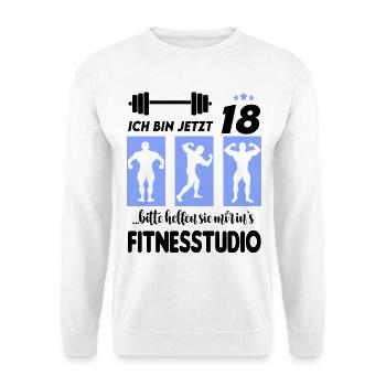18 Jahre Alter Geburtstag Bodybuilding Mann Sport - Unisex Pullover - Weiß - Vorne - Alina (178cm) & Michal (187cm)
