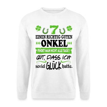Bester Onkel Familie Glück Sprüche Family Lustig - Unisex Pullover - Weiß - Vorne - Alina (178cm) & Michal (187cm)