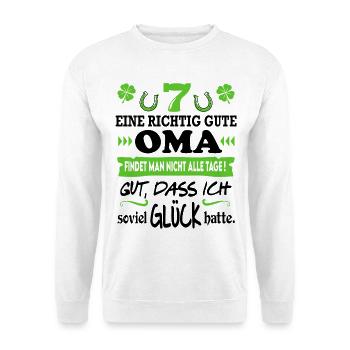 Beste Oma Familie Glück Sprüche Family Geburtstag - Unisex Pullover - Weiß - Vorne - Alina (178cm) & Michal (187cm)