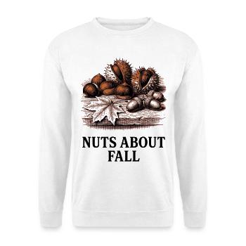 Nuts About Fall Kastanien Eicheln Herbst - Unisex Pullover - Weiß - Vorne - Alina (178cm) & Michal (187cm)