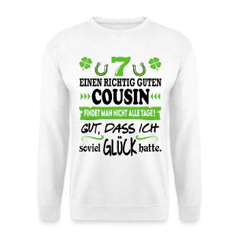 Bester Cousin Familie Glück Sprüche Family Lustig - Unisex Pullover - Weiß - Vorne - Alina (178cm) & Michal (187cm)