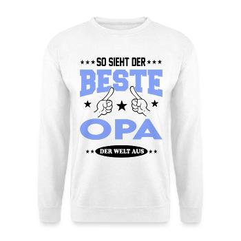 Bester Opa der Welt Familie Family T-Shirt Sterne - Unisex Pullover - Weiß - Vorne - Alina (178cm) & Michal (187cm)