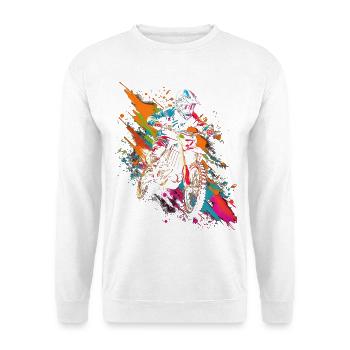 Dirt Bike farbiges Motocross Motorrad Jungen - Unisex Pullover - Weiß - Vorne - Alina (178cm) & Michal (187cm)