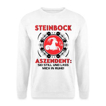 Sternzeichen Steinbock Aszendent Geburtstag Astro - Unisex Pullover - Weiß - Vorne - Alina (178cm) & Michal (187cm)