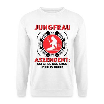 Sternzeichen Jungfrau Aszendent Geburtstag Astro - Unisex Pullover - Weiß - Vorne - Alina (178cm) & Michal (187cm)