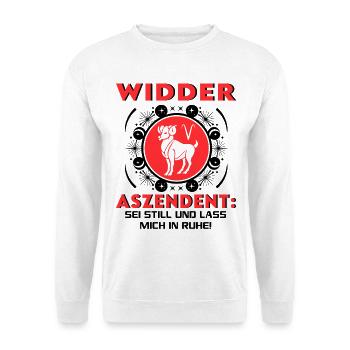 Sternzeichen Widder Aszendent Geburtstag Astro - Unisex Pullover - Weiß - Vorne - Alina (178cm) & Michal (187cm)