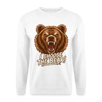 Wilder Bär I CHOOSE THE BEAR - Unisex Pullover - Weiß - Vorne - Alina (178cm) & Michal (187cm)