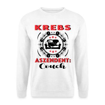 Sternzeichen Krebs Aszendent Couch Geburtstag - Unisex Pullover - Weiß - Vorne - Alina (178cm) & Michal (187cm)