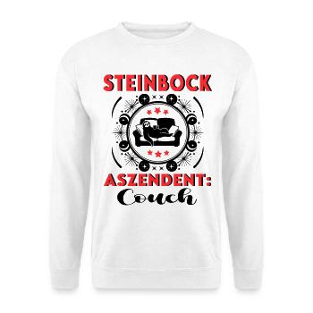 Sternzeichen Steinbock Aszendent Couch Geburtstag - Unisex Pullover - Weiß - Vorne - Alina (178cm) & Michal (187cm)
