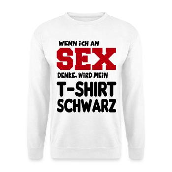 An Sex denken Erotik Sprüche Fun Lustig - Unisex Pullover - Weiß - Vorne - Alina (178cm) & Michal (187cm)
