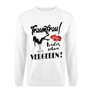 Traumfrau Leider schon vergeben Kußmund Frau - Unisex Pullover - Weiß - Vorne - Alina (178cm) & Michal (187cm)
