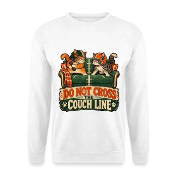 Nicht die Couch-Grenze überschreiten – Katzeneltern-Humor - Unisex Pullover - Weiß - Vorne - Alina (178cm) & Michal (187cm)