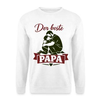 Der beste Papa Umarmung - Unisex Pullover - Weiß - Vorne - Alina (178cm) & Michal (187cm)