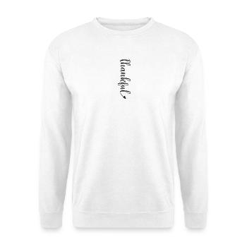 Elegante Handlettering Schriftzug thankful dankbar - Unisex Pullover - Weiß - Vorne