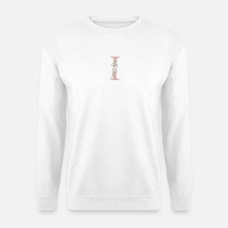 I Monogramm, Floral, personalisierbar - Unisex Pullover - Weiß