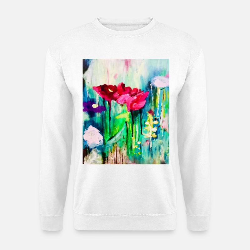 Aquarellblumen im Farbmeer - Unisex Pullover - Weiß