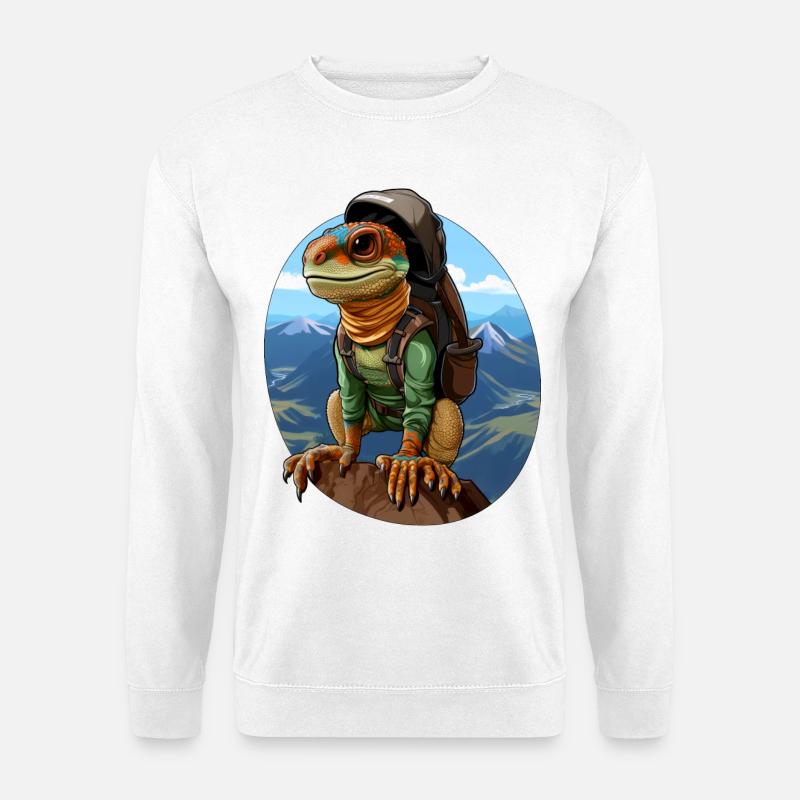 Eidechsen Bergsteiger / Wandern Eidechse - Unisex Pullover - Weiß