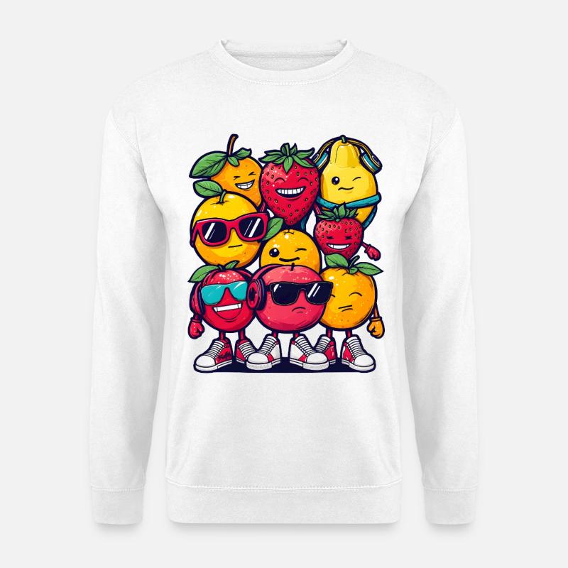 Fruit Squad – 🍓 🍊 🍉 Cartoon - Unisex Pullover - Weiß