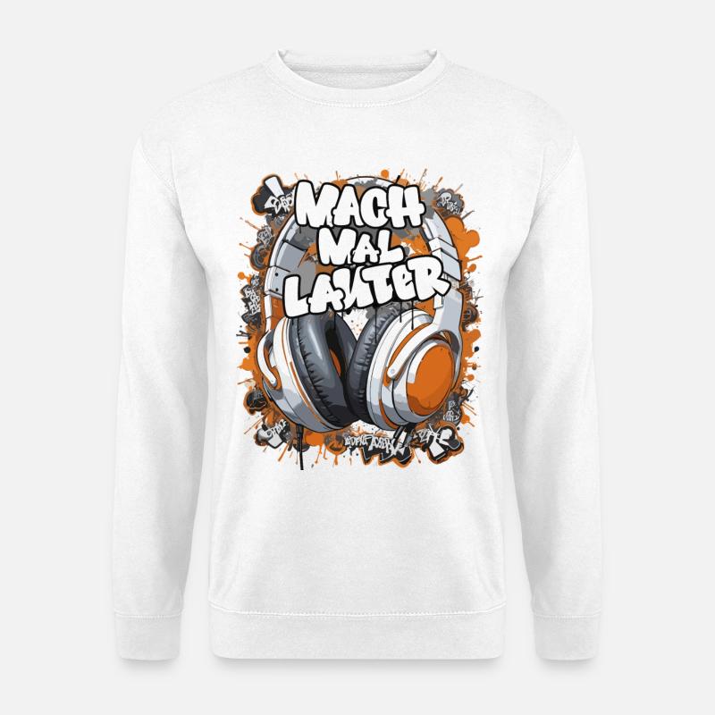 Graffiti-Headphones mit Slogan - Unisex Pullover - Weiß