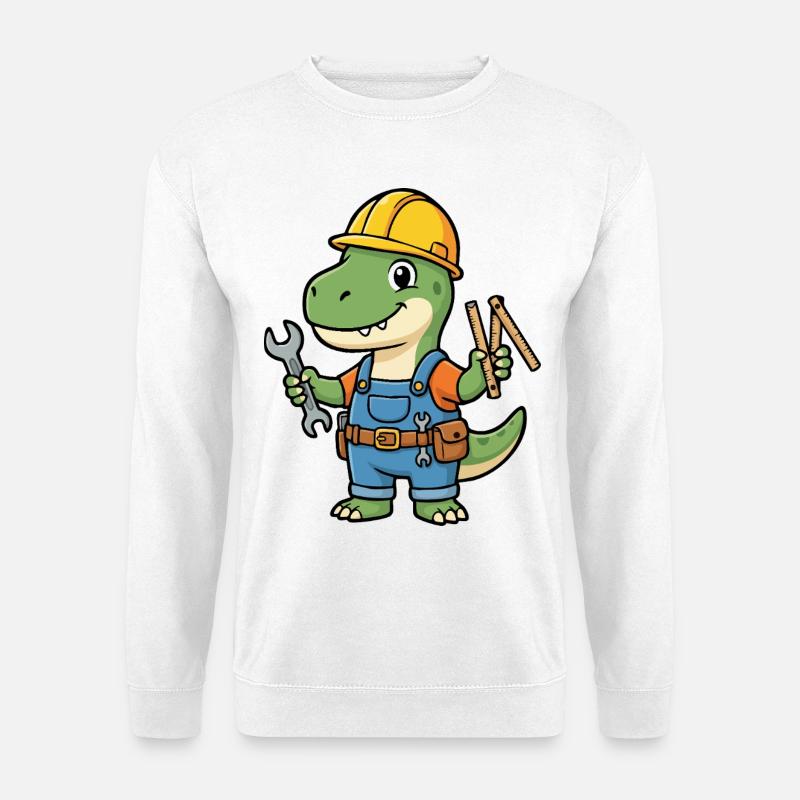 Dino construction worker with tools - Unisex Sweatshirt - white