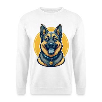 Clipart de dessin animé mascotte Kawaii avec un berger allemand - Sweat-shirt Unisexe - blanc - Devant