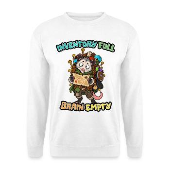 Inventar voller Gehirnleerer Opossumspieler - Unisex Pullover - Weiß - Vorne - Alina (178cm) & Michal (187cm)