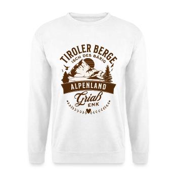 Tiroler Berge Alpenland Griaß Enk Bärig - Unisex Pullover - Weiß - Vorne - Alina (178cm) & Michal (187cm)