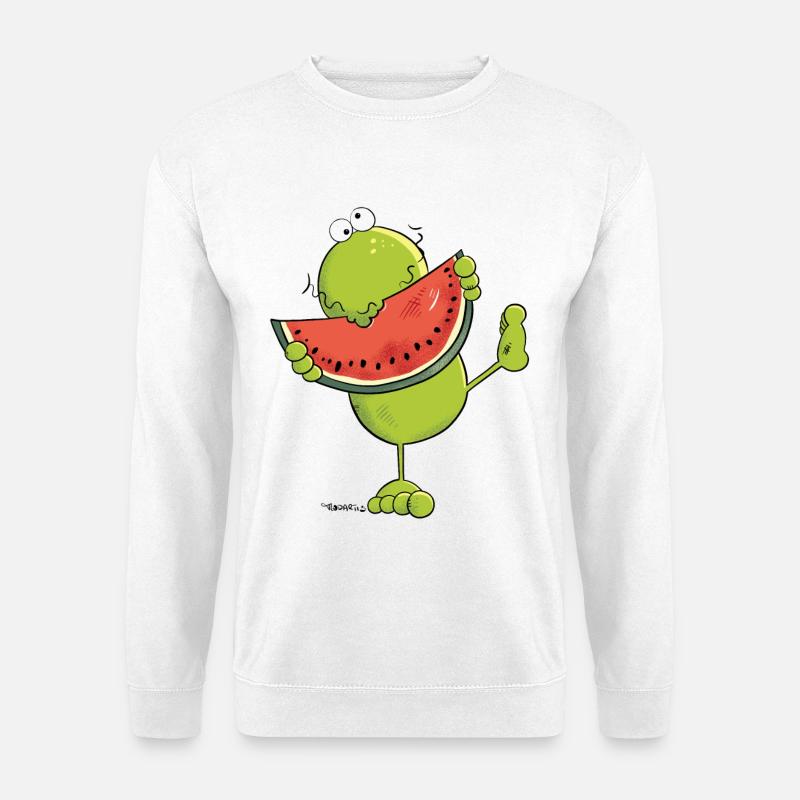Frosch mit Melone - Unisex Pullover - Weiß