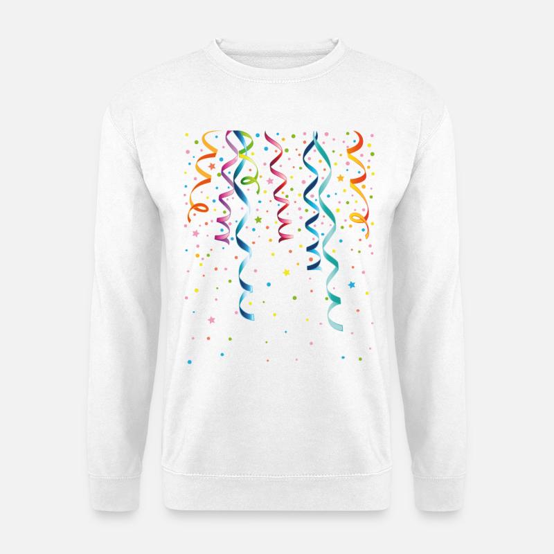 Silvester. Bunte Luftschlangen mit Konfetti. - Unisex Pullover - Weiß