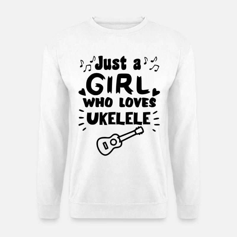 Nur ein Mädchen, das wirklich gerne Ukulele spielt * - Unisex Pullover - Weiß