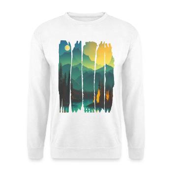 Paysage Feu de camp Forêt - Sweat-shirt Unisexe - blanc - Devant