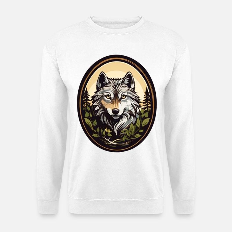 Waldbewohner Wolf - Unisex Pullover - Weiß
