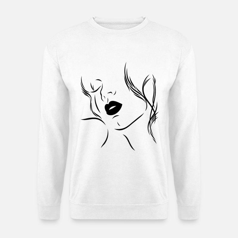 Feminine Silhouette mit sinnlichen Lippen - Unisex Pullover - Weiß