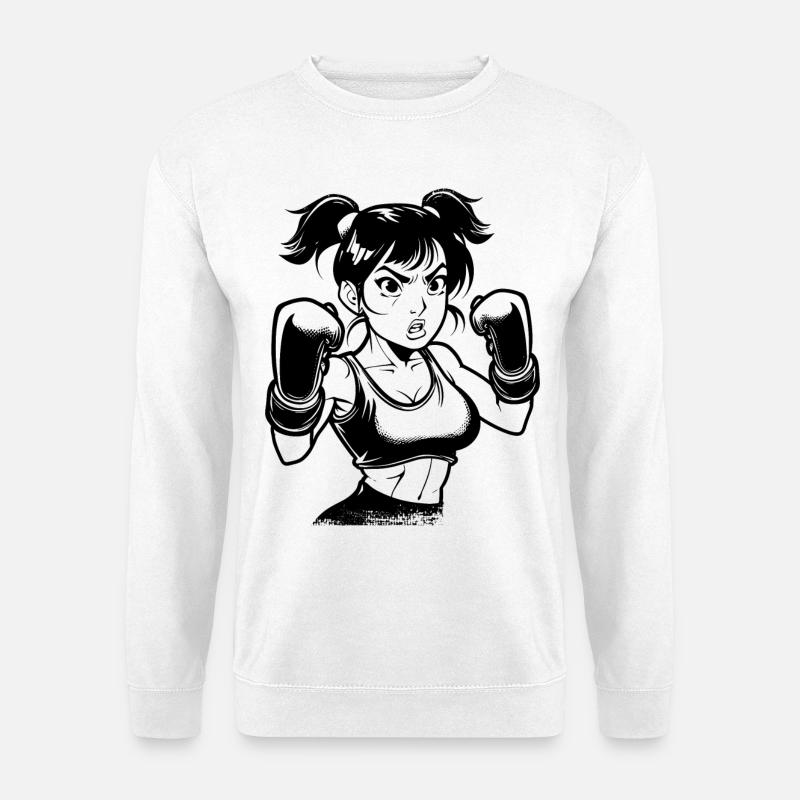 Boxen Mädchen Zeichnung - Unisex Pullover - Weiß