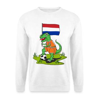 Hollande drapeau dinosaure rex football - Sweat-shirt Unisexe - blanc - Devant